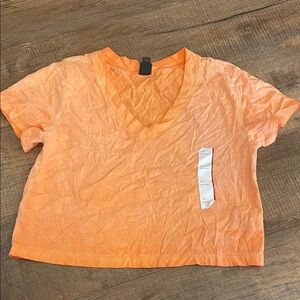 wild fable Women's V-Neck Crop Tee in Bright Orange